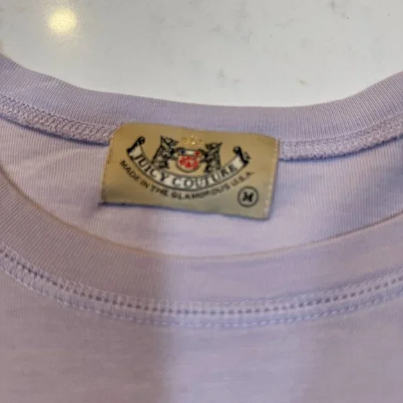 Juicy Couture Lavender Graphic Long Sleeve Tee “I’m So Bored With You” Size M - Picture 5 of 7